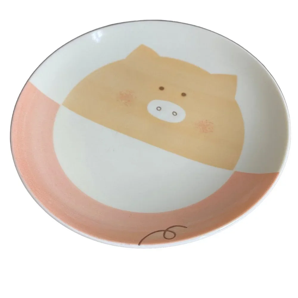 Ceramic Pig Cat Graphic Plates Cat food dishes Plates Whimsical